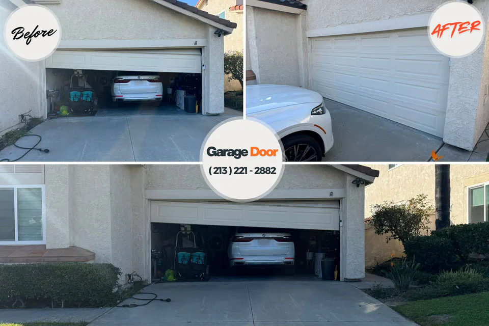 Before and after: garage door repair Carlton, OR